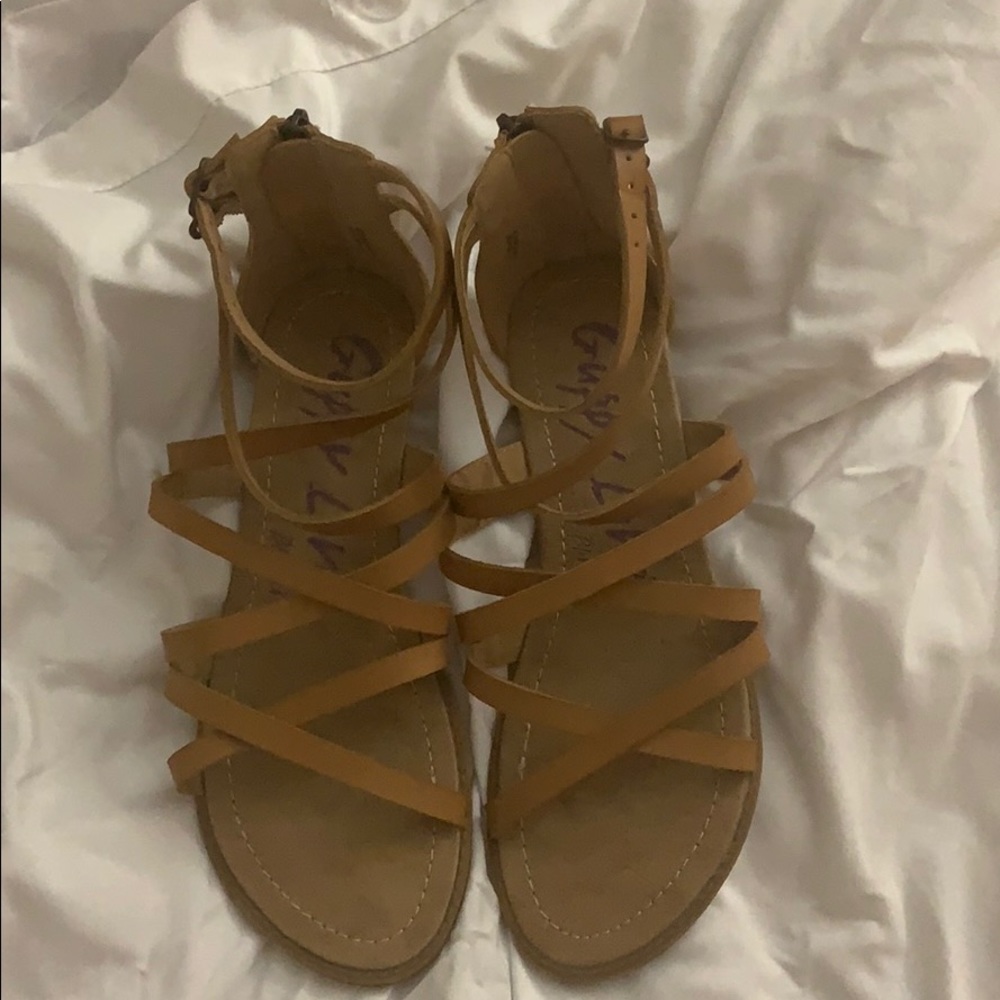Brown camel strap sandals